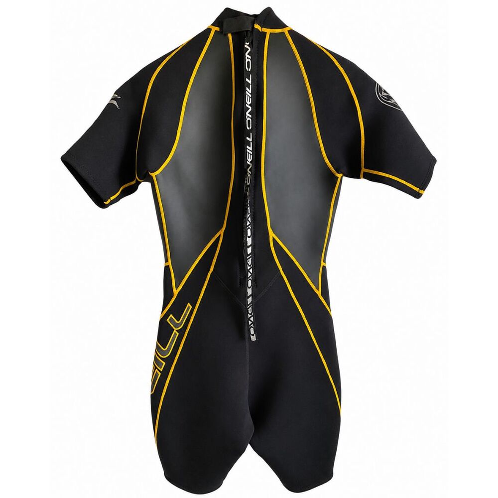 O'Neill Reactor II 2mm Springsuit Mens M Back Zip Wetsuit + Rash Guard Yellow - Picture 3 of 16